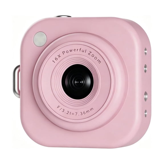 Mini CCD Portable Camera with Built-in HD Display Screen 8GB Storage USB 2.0 Plastic Compact Digital Camera for Travel Daily Photography Pink