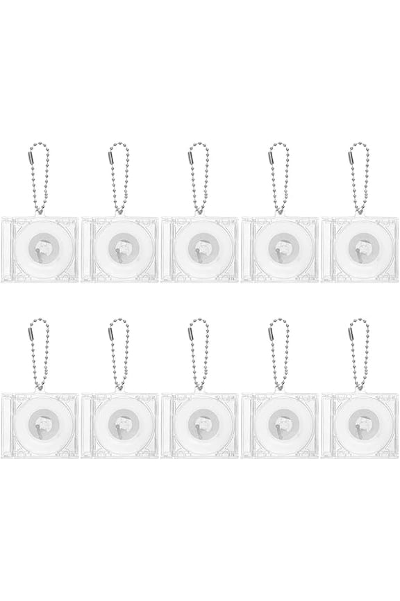 Mini CD Holder Keychain 10PCS, Clear Plastic Album Case Key Ring with NFC Chip, DIY Player Style Key Pendant for Bag Wallet Charm Gift (K)