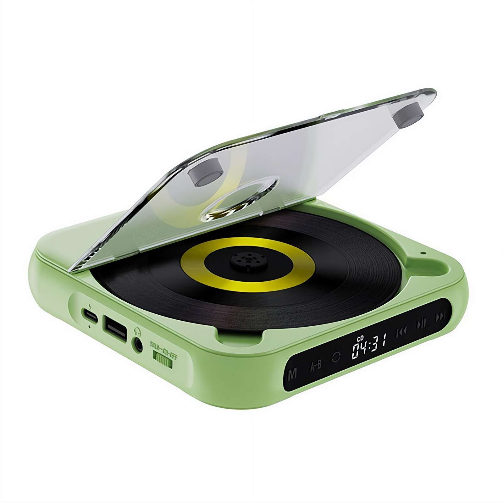 Mini CD Walkman,Portable Bluetooth CD Player Rechargeable HiFi Sound with AUX/USB, LCD Display for Music Lovers