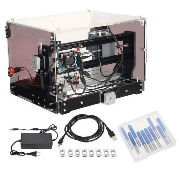 Mini CNC Router Machine 3018-SE V2 Engraver with Transparent Enclosure + Spindle