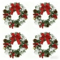 thumbnail image 1 of Mini Cabinet Christmas Wreath, Small Farmhouse Artificial Pine Cone Wreath with Ribbon, 4pcs, for Kitchen Front Door Window, 1 of 8