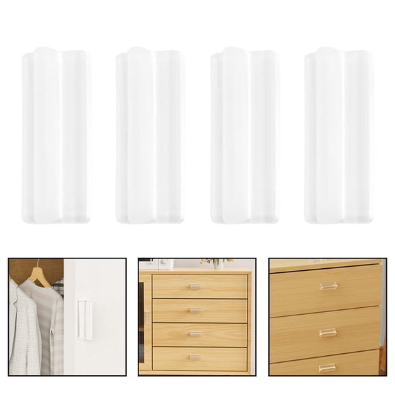 Mini Cabinet Drawer Pulls 4 Pieces Transparent Silicone Push-Pull Handles Smile Home