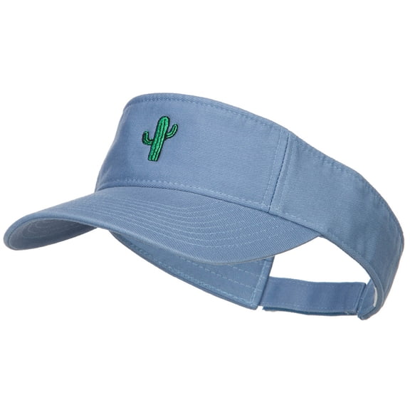 Mini Cactus Embroidered Cotton Washed Visor - Lt Blue OSFM