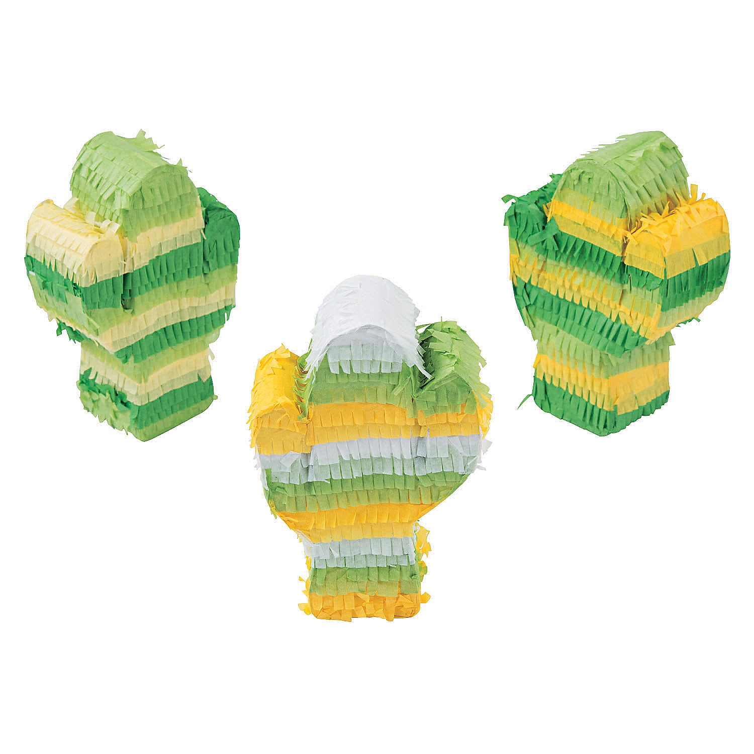 Mini Green and Yellow Cactus Papier-Mâché Piñata Set