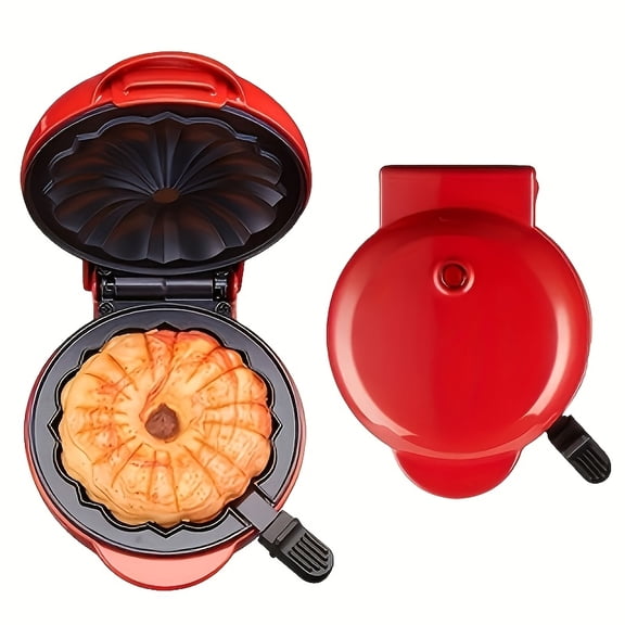 Mini Cake Maker with Nonstick Plates, Electric Flower Dessert Machine Red Upgraded