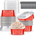 thumbnail image 1 of Mini Cake Pans With Lids (10oz,40 Pack) Aluminum Foil Square Cupcake Liners Brownie Baking Cups,Disposable 4”x4” Large Cupcake Pan,Jumbo Muffin Tin Ramekins Holders, 1 of 8