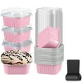 thumbnail image 1 of Mini Cake Pans,Small Aluminum Foil Pans,Disposable Loaf Pans,Ramekins Cupcake Liners with Lids&Spoons,Dessert Cups Containers,Muffin Pans Mini Cheesecake Containers for Pudding,Souffle,Pink,5 oz, 1 of 7