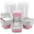 thumbnail image 1 of Mini Cake Pans with Lids,Disposable Small Foil Baking Tins,30 Pack Individual Cake Containers for Home Bakers Bake (Pink), 1 of 6