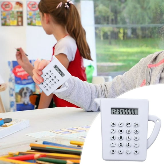 Mini Calculator 8 Digits Calculator with LCD Display,Pocket Size Calculator,Cute Kettle Shape Small Calculator,Lightweight & Practical Cute Student Calculator,For Office,Home,School