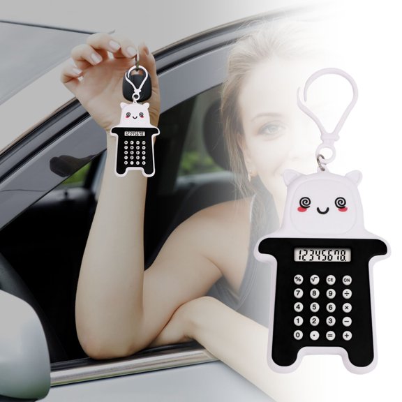 Mini Calculator Key Ring,Cute Calculator Keychain Pendant,Arithmetic Calculator Pocket Calculator 8 Digits,Portable Electronic Calculator Pendant,Fun Keychain Decorations for Kids