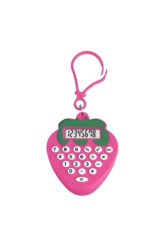 Mini Calculator Keychain, Portable Cute Strawberry Pocket Calculator with Key Ring Lightweight Electronic School Supplies B