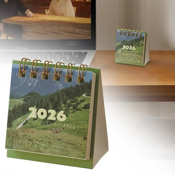 Mini Calendar 2026, Mini Desk Calendar 2026, Small Desk Calendars Tiny Standing Pocket Flip Calendars, Portable Small Daily Schedule Planner for School Home and Office Supplies