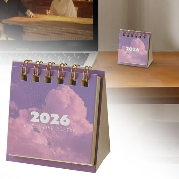 Mini Calendar 2026, Mini Desk Calendar 2026, Small Desk Calendars Tiny Standing Pocket Flip Calendars, Portable Small Daily Schedule Planner for School Home and Office Supplies
