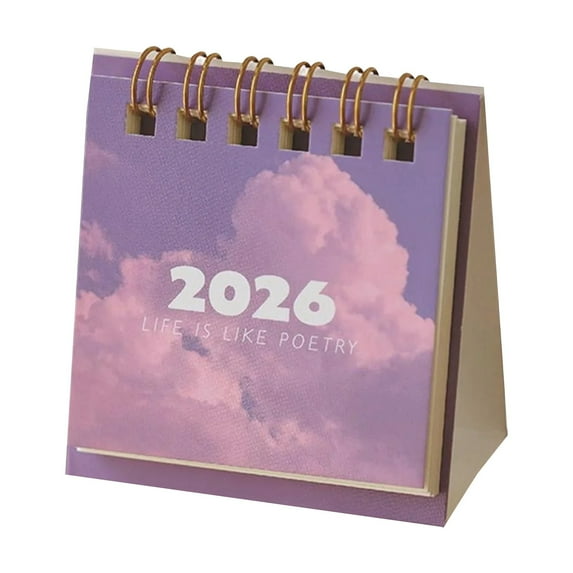 Mini Calendar 2026,Mini Desk Calendar Nov. 2025-Dec. 2026,Small Desk Calendars Tiny Standing Pocket Flip Calendars, Portable Small Daily Schedule Planner for Home and Office, 1Pc(Purple,2.5x1.2x2.7")