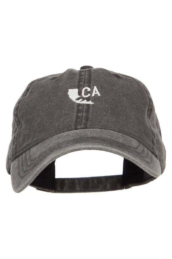 Mini California Bear Embroidered Washed Cap - Black OSFM