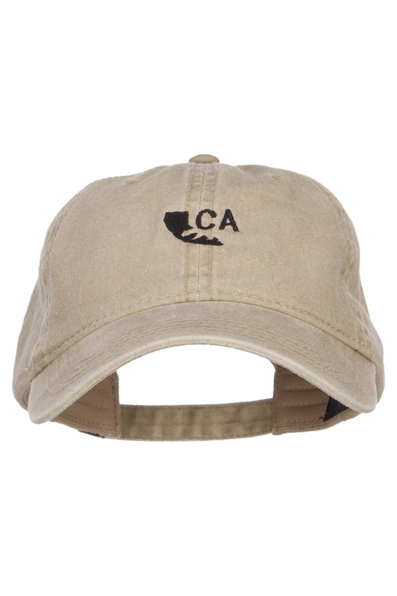 Mini California Bear Embroidered Washed Cap - Khaki OSFM