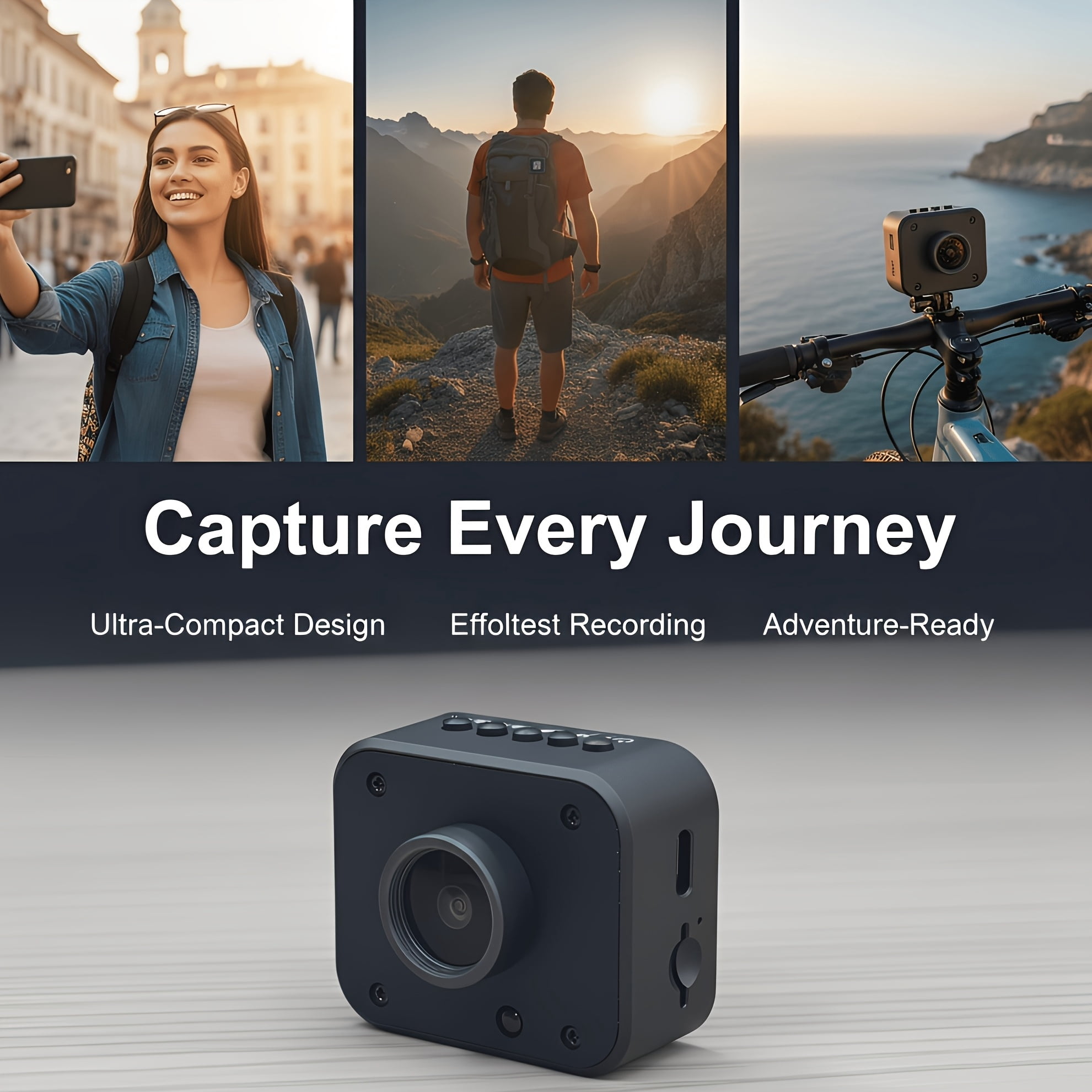 Mini Camera 1080P HD Video Recorder with Digital Effects, Time-Lapse, Long Battery, Compact for Travel Vlogging & Night Photography, Black