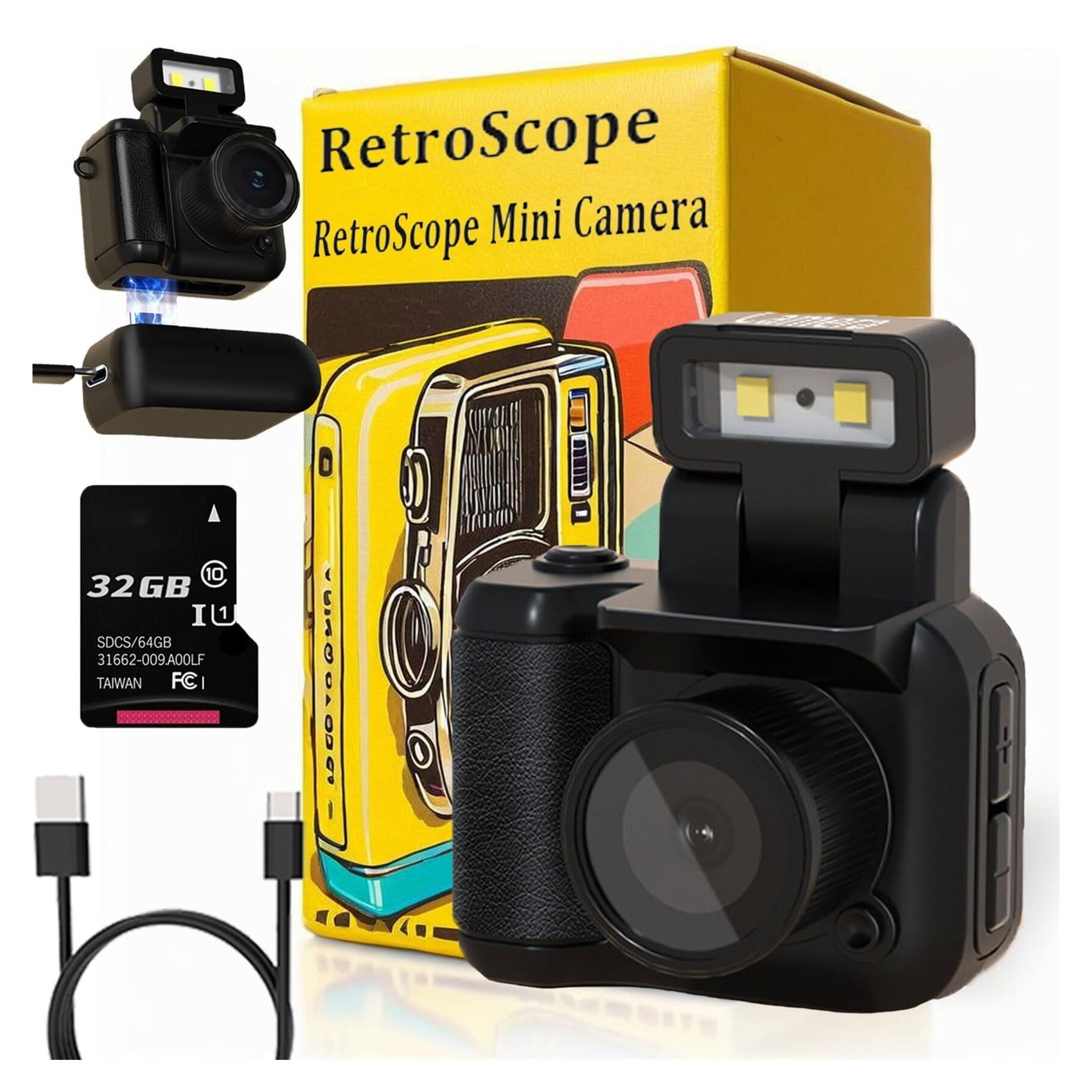 Mini Camera - 1080p Video, Additional 32GB MicroSD, Attachable Battery ...