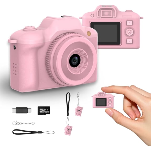 Mini Camera, 2MP Digital Camera with 1080P Video, 5 Filters & Flash, 32GB TF Card & OTG Adapter for Android, Ultra-Portable Pocket-Size Camera , Travel for ()