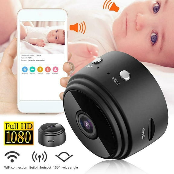 Mini Camera with Audio,Wireless WiFi Hidden Mini Camera 1080P HD Home Security Cams with Cell Phone App(iOS/Android),Portable Tiny Nanny Cam with IR Night Vision,Car Surveillance Camera
