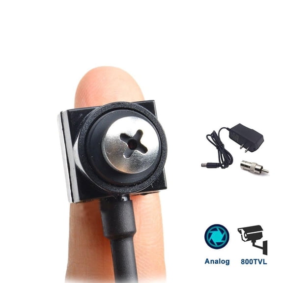 Mini Camera HD 800TVL Portable Small CCTV Button Screw Spy Hidden Cam Pinhole Convert BNC Security Camera for Indoor Home Office Surveillance System DVR FPV