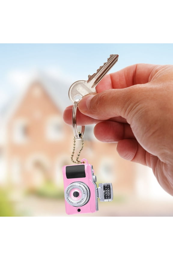 Mini Camera Keychain, Czzoypi LED Shutter Sound Toy Camera, Creative Kids Gadget with Key Chain Bag Clip, Pink