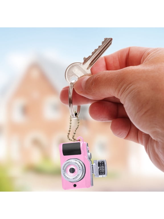 Mini Camera Keychain, Czzoypi LED Shutter Sound Toy Camera, Creative Kids Gadget with Key Chain Bag Clip, Pink