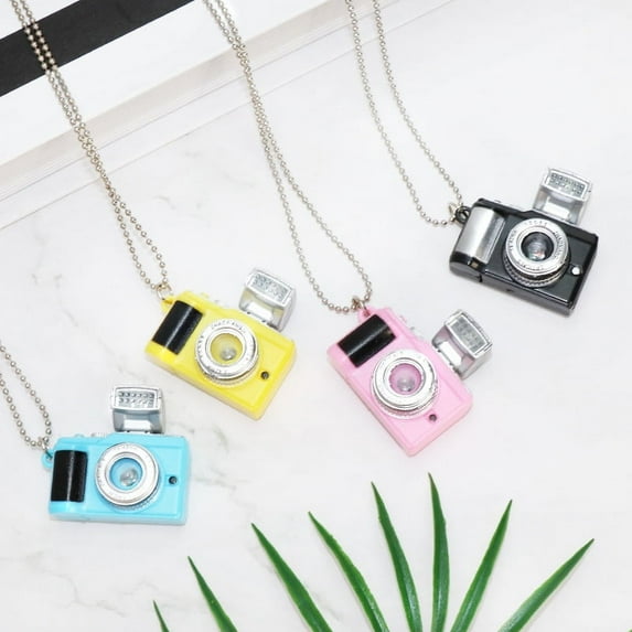 Mini Camera Keychain Key Ring Toy with Flashlight Sound Bag Phone Pendant,Car Keychain Accessories for Women Men - blue