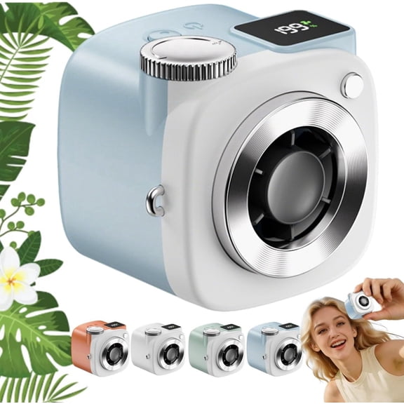 Mini Camera Shaped Portable Fan, 2026 Portable Mini Handheld & Neck Fan with 199-Speed Turbo Cooling, Cute Compact HandheldFan, Lightweight PersonalFan for Outdoor, Office, Desk Use (Blue)