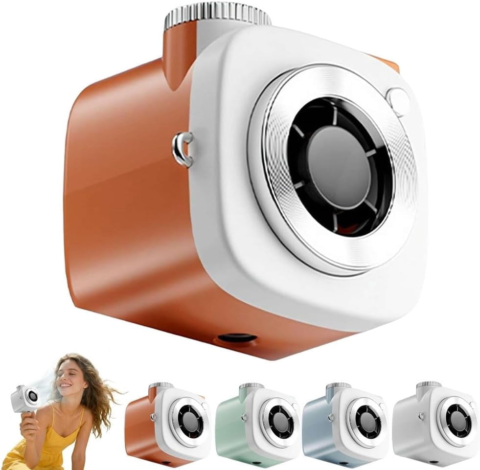 Mini Camera Shaped Portable Fan, Small Personal Quiet Desk Fans with 199-Speed Turbo Cooling,Cute Compact Handheld Clip on Fan Strong Airflow That Blow Cold Air for Car Outdoor Office Desk Use