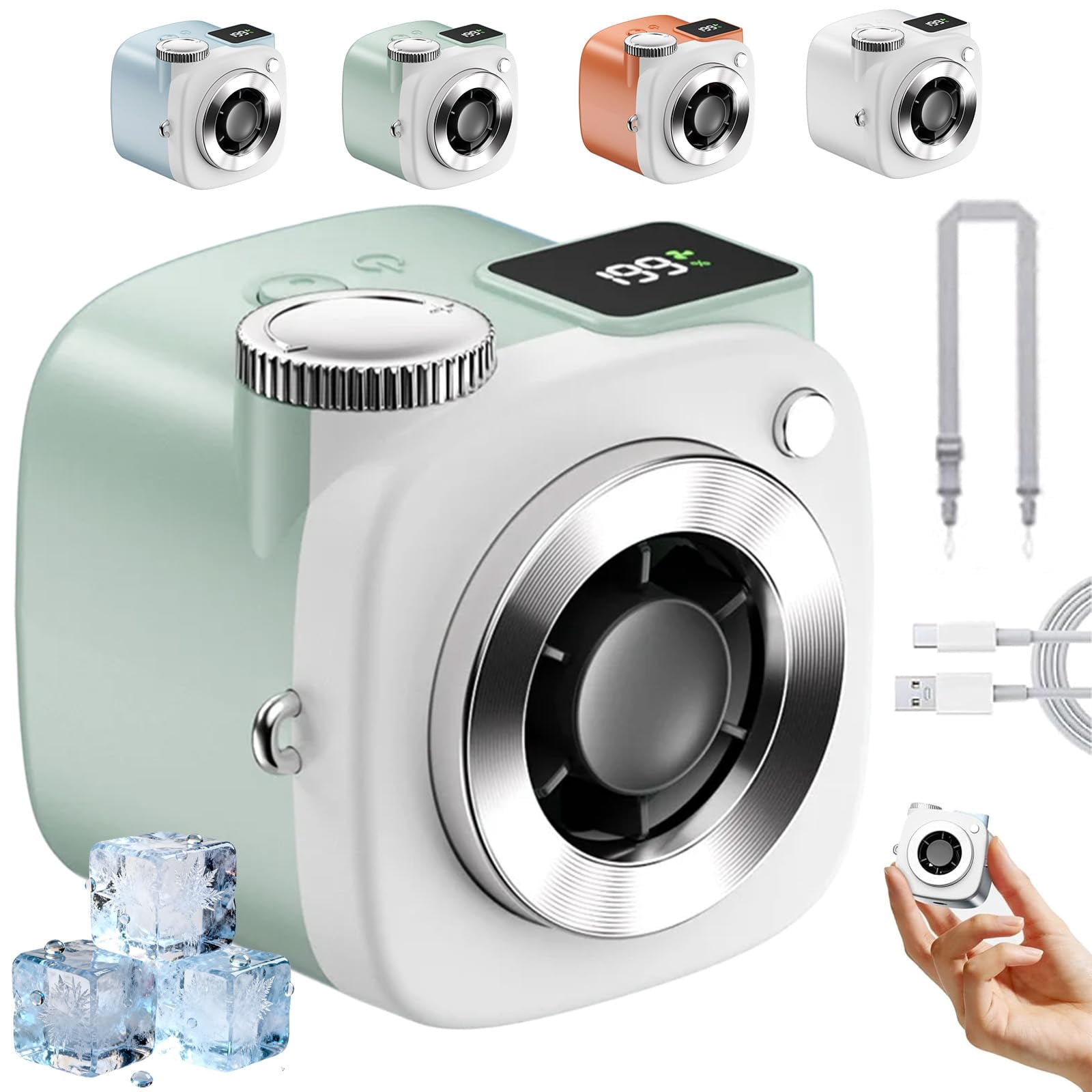 Mini Camera Shaped Portable Fan with Lanyard, 199-Speed Turbo Cooling ...