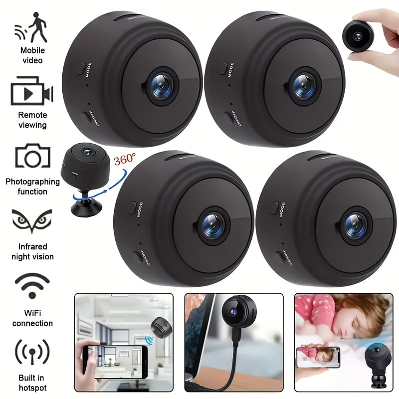 Mini Camera WiFi Camera Video Recorder Small Camera for Room Camera Night Vision Home Security Camera Nanny Cam Pet Camera Baby Camera(4PCS)