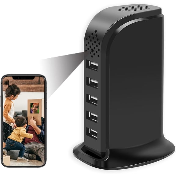 Mini Camera Wireless Charger Nanny Cam 1080P HD WiFi Video-Only Recorder with Motion Detection Alert Remote Viewing Security for Home and Pet Indoor