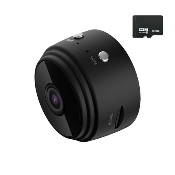 Mini Camera Wireless Security Camera HD Video Surveillance with 32GB Memory Card Wide Angle Lens Night Vision Motion Detection Loop Recording for Indoor Outdoor Monitoring