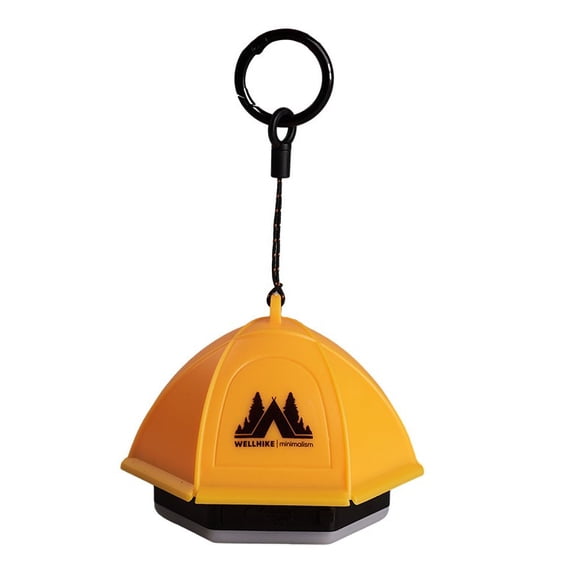 Mini Camping Lantern with Tap Control & Magnetic Base - Portable Tent Light for Hiking, Beach; Dimmable LED Night Light for Bedroom, Nursery, Bathroom (Waterproof, Carabiner Clip, Yellow)