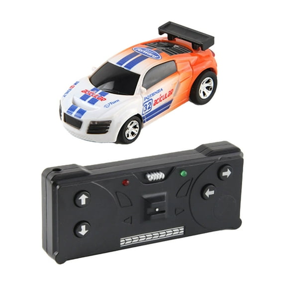 Mini Can Remote Control Car - Rechargeable Novelty RC Toy w/ LED Lights, Gift for Kids Ages 3+ Orange