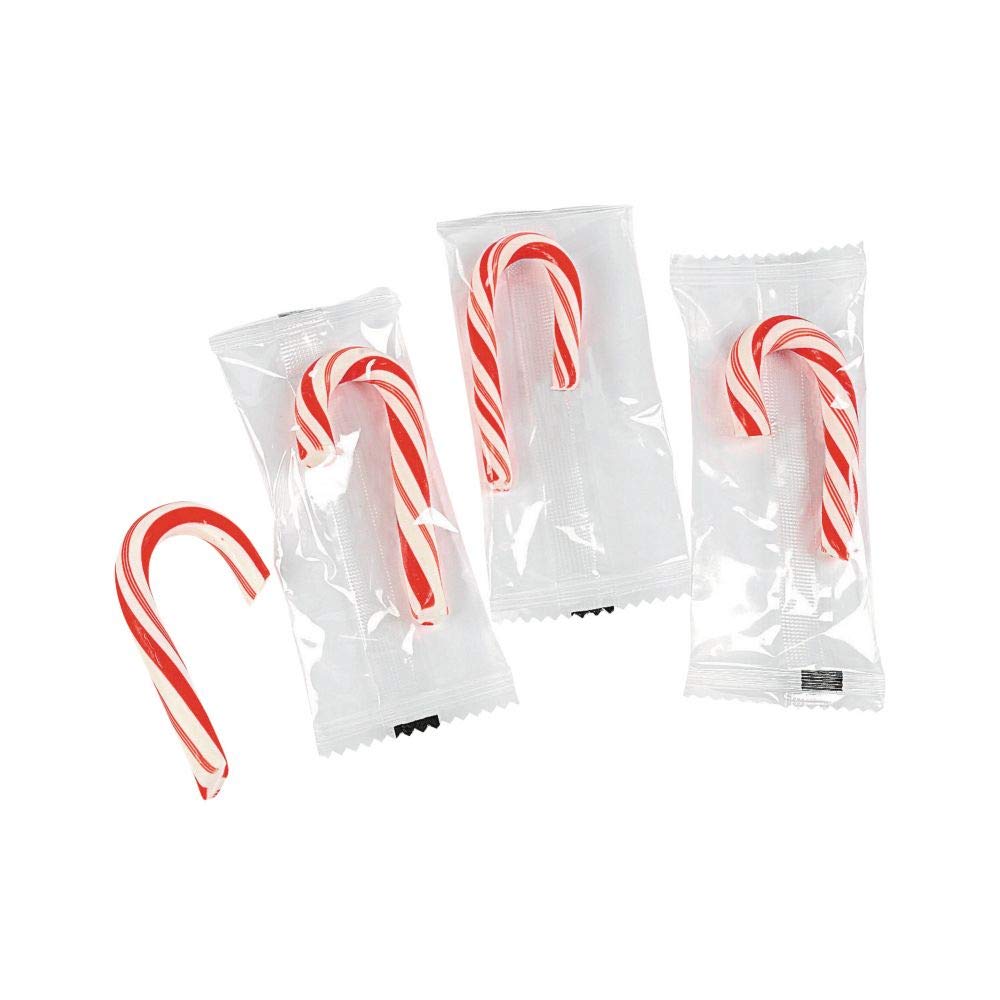 Mini Candy Canes (100 Individual Wrapped Candies) Bulk Christmas Candy