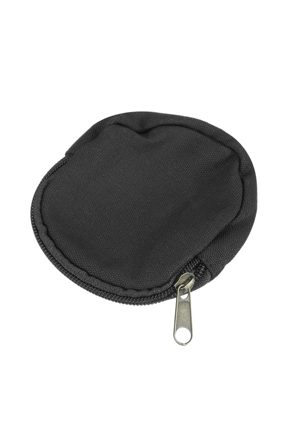 Mini Canvas Coin Purse Pouch, 3.9" Blank Round Mini Coin Wallet with Zipper for Women Men Home DIY, Black
