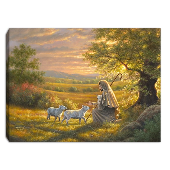 Glow Decor 299622 Mini Canvas - Come Unto Me - Jesus with Lambs LED Tabletop with Timer - 8 x 6 in.