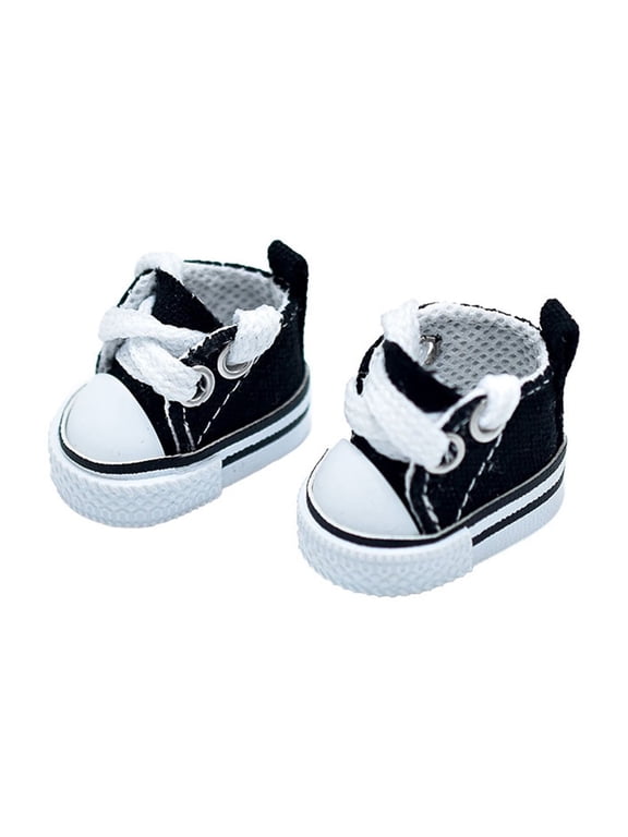 Mini Canvas Doll Sneakers, Tiny Lace‑Up Dress‑Up Footwear, Miniature Fashion Accessory Shoes For 17‑cm Dolls‑1.38"x0.79"