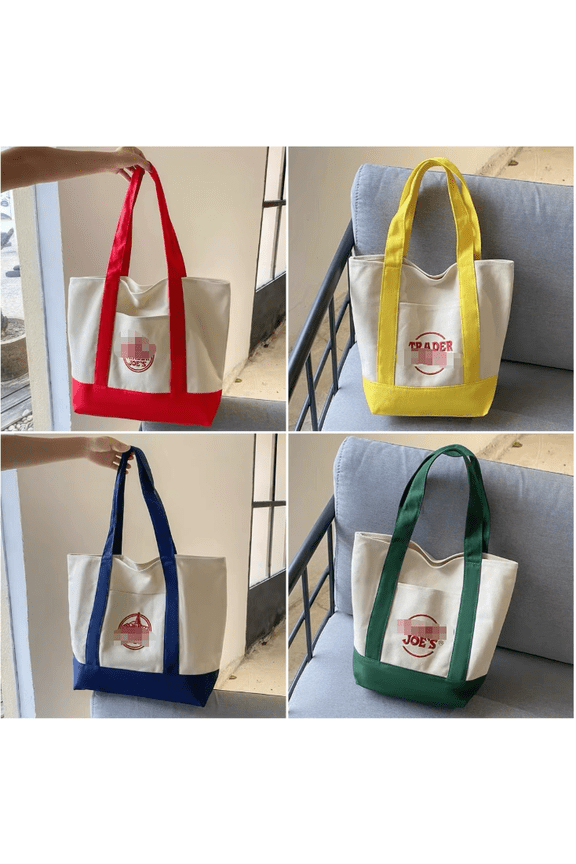 Mini Canvas Tote Bag Small Canvas Handbag, 2025 Limited Edition Color Block Shoulder Tote Bag for Daily Shopping Travel Work, 1 Pack