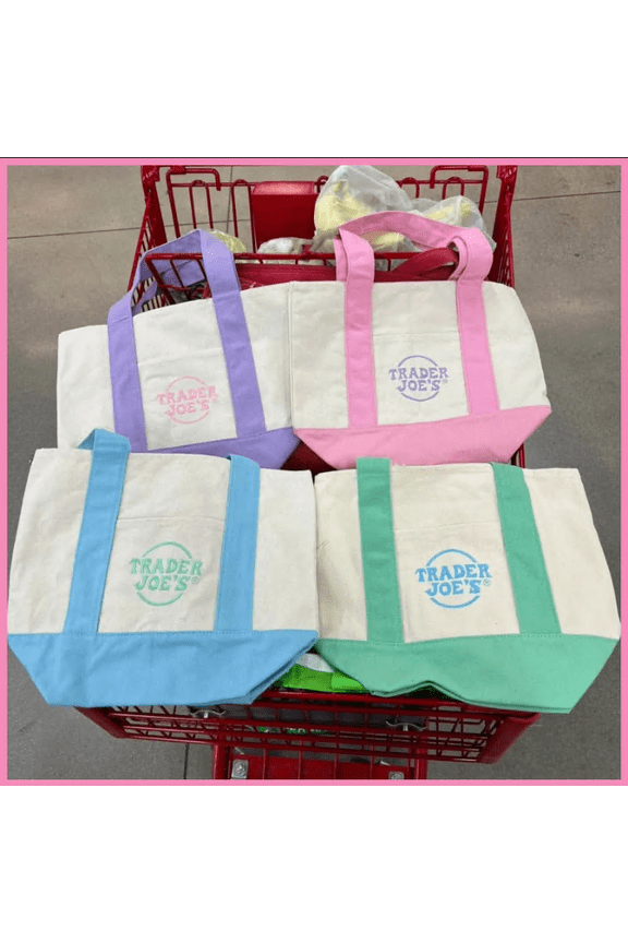 Mini Canvas Tote Bags 2025 Seasonal LIMITED EDITION Set Of 4 (Soft Pink, Baby Blue, Lavender, Mint Green) Reusable Small Canvas Totes