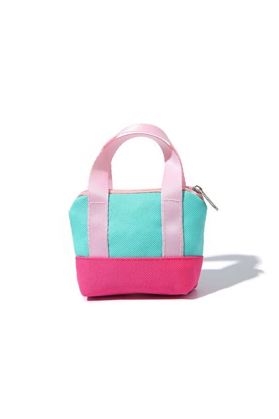 Mini Canvas Tote Keychain Pouch, Cute Coin Purse with Handle, Small Wallet for Keys Cards and Daily Use