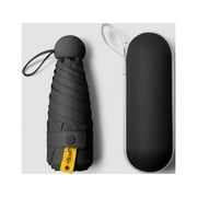 Mini Capsule Umbrella Parasol Anti-UV Black Coating Pocket Umbrella for Sun and Rain Outdoor Travel Parasol Black 6 Ribs