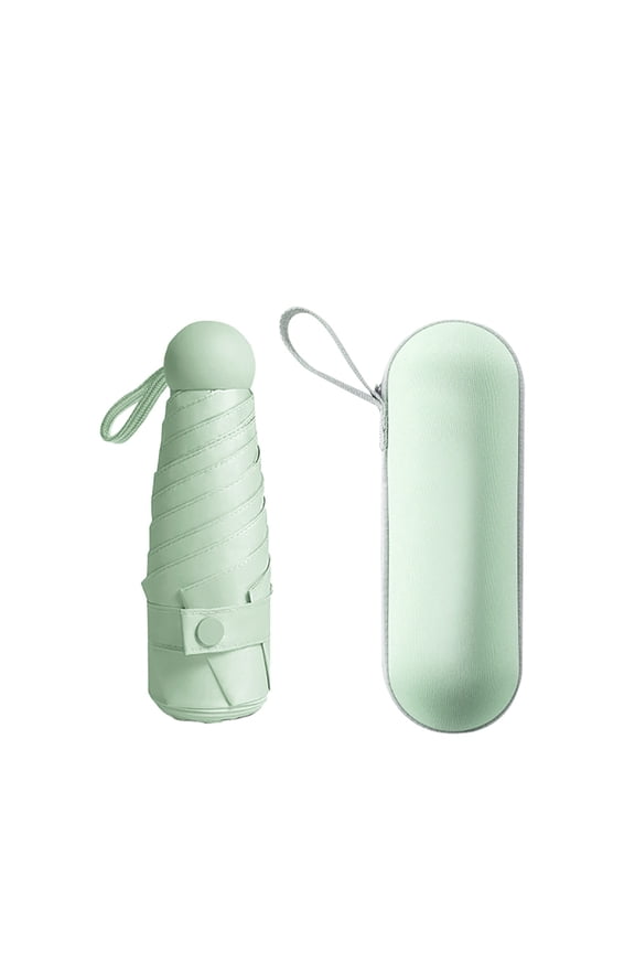 Mini Capsule Umbrella Portable Sun & Rain Protection, UV Blocking Folding Umbrella for Outdoor Travel, Light Green