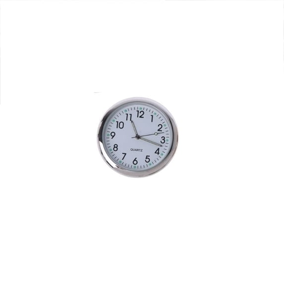 Mini Car Clock Stick On Dashboard - 4cm Luminous Analog Clock with Magnetic Base for Motorcycle, Bike, Vent, Wall Decor - Battery Operated, Stainless Steel, Glow in Dark