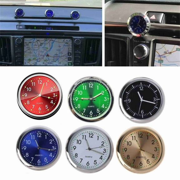 Mini Car Clock Stick On Dashboard | Luminous Vent Analog Clock | Magnetic Small Pocket Watch | Stainless Steel | 1.57 Inch, Classic Style | Car, Motorcycle, Home Decor | 1 Pack