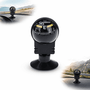 Mini Car Compass Ball with Suction Cup, Dashboard Direction Compass for Vehicle Interior, Black Plastic, 2.4 x 1.26 in