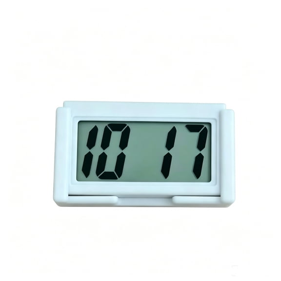 Mini Car Dashboard Digital Clock, Portable Battery-Powered LCD Display with Stand, Silent Quartz Timepiece for Motorcycle SUV Truck