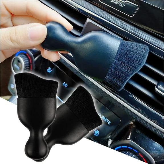 Mini Car Detailing BrushesDense Bristles Scratch Free Interior Dust Brush Suitable for Car Dashboard, Air Conditioning Vents, Crevices, Keyboard Cleaning Tools. (Black-2pcs)